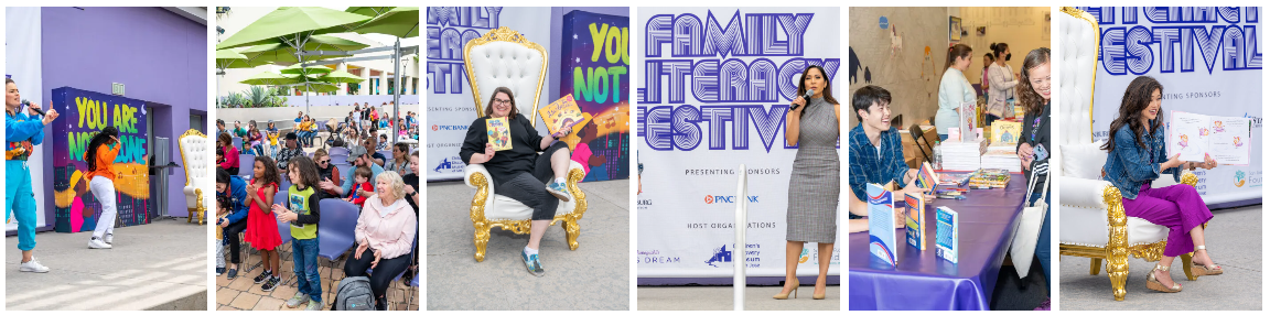 Various images from Kristi Yamaguchi's Family Literacy Festival.
